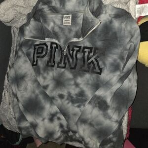 PINK Victoria's Secret Gray Quarter-Zip Pullover